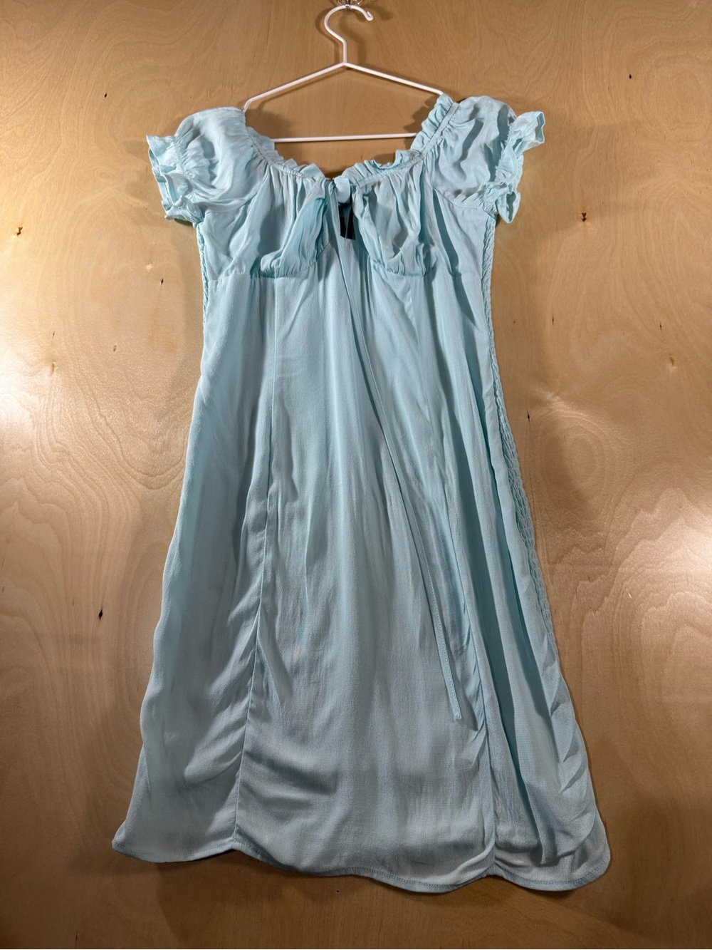 Forever 21 Light Blue Ruffled Milkmaid Babydoll Mini Dress Size Medium
